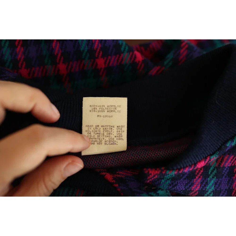 Vtg. Graff Californiawear Jewel Tone Plaid Button Down Cardigan Jacket Sz. 14